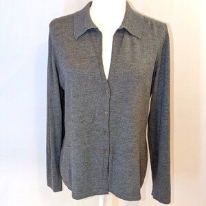 Les Copains	| Wool Silk Cashmere Blend Collared Cardigan Sweater | IT 46 (US XL)
